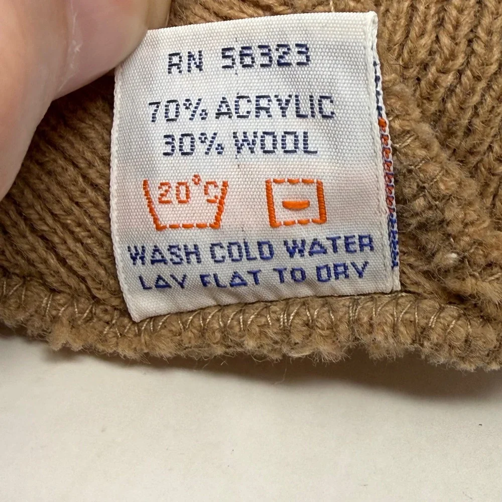Vintage 80's Nike Sportswear Beanie Brown‎ Tan Orange Knit Hat Made in USA